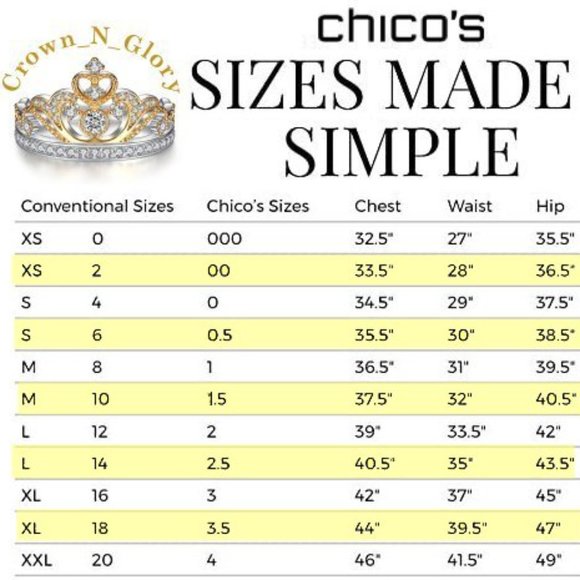 Chico's Size Chart for Poshers Who Do Not Know Chico's Sizing System! - Picture 2 of 3